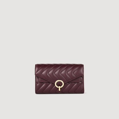 Leather Crossbody Clutch Bag Bordeaux