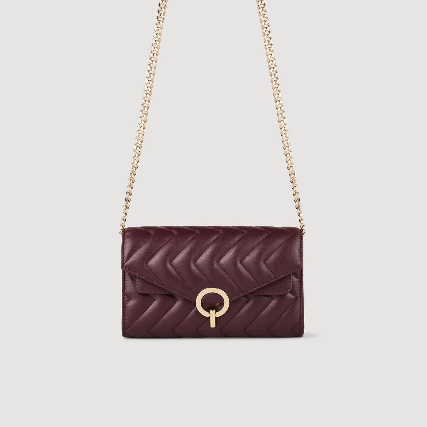 Leather Crossbody Clutch Bag Bordeaux