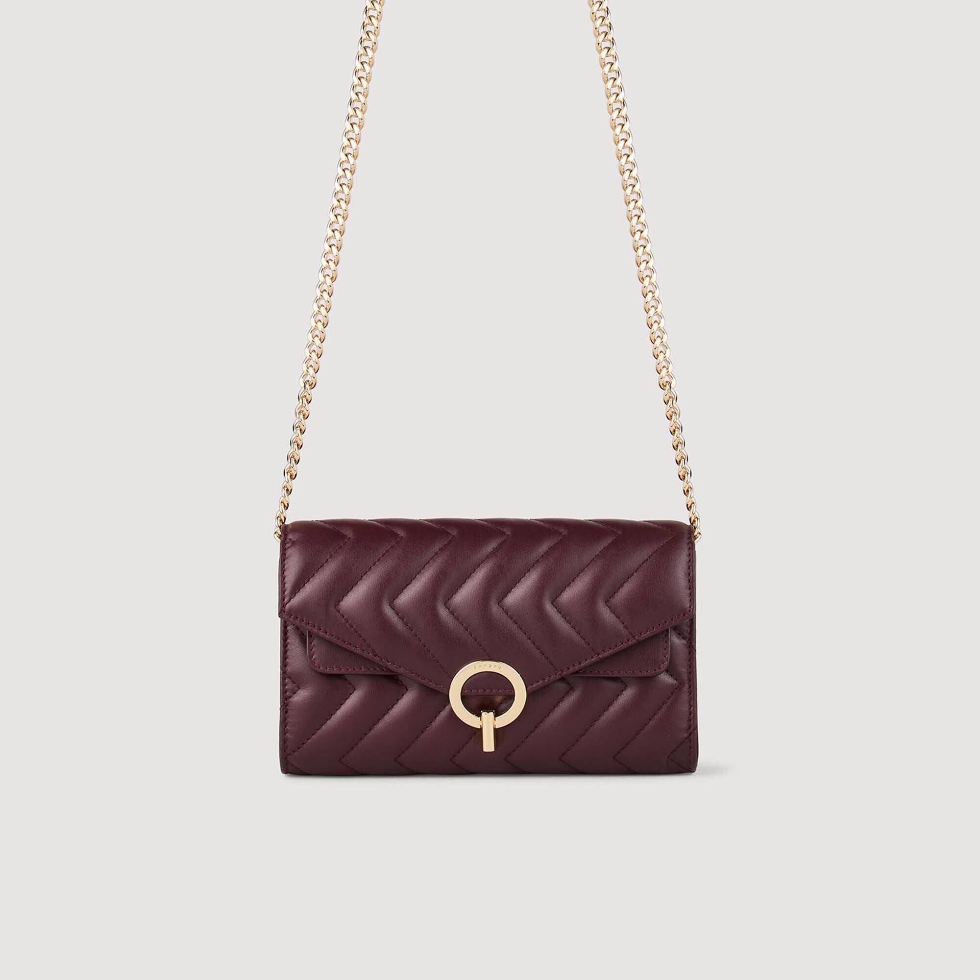 Leather Crossbody Clutch Bag Bordeaux