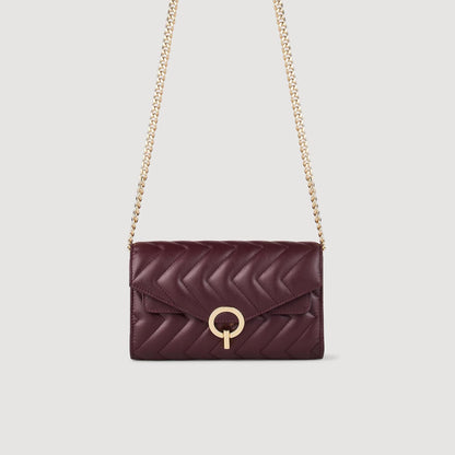 Leather Crossbody Clutch Bag Bordeaux