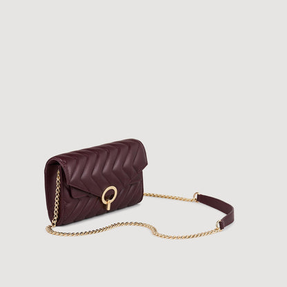Leather Crossbody Clutch Bag Bordeaux