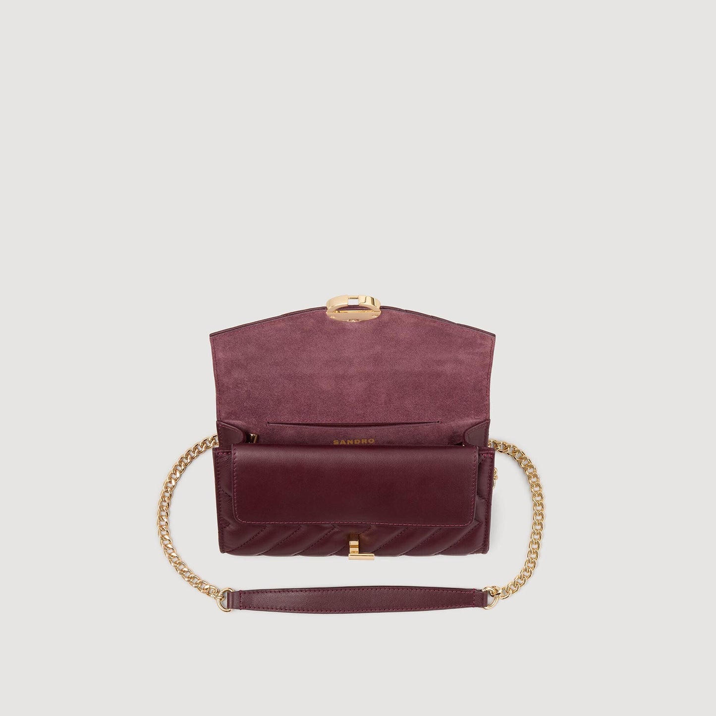 Leather Crossbody Clutch Bag Bordeaux