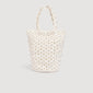 Lanea Beaded Crochet Bucket Bag Cream