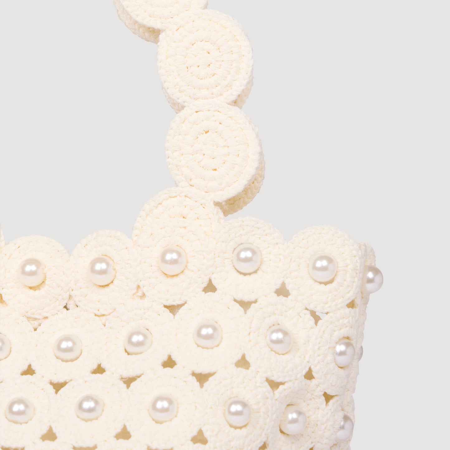 Lanea Beaded Crochet Bucket Bag CREAM