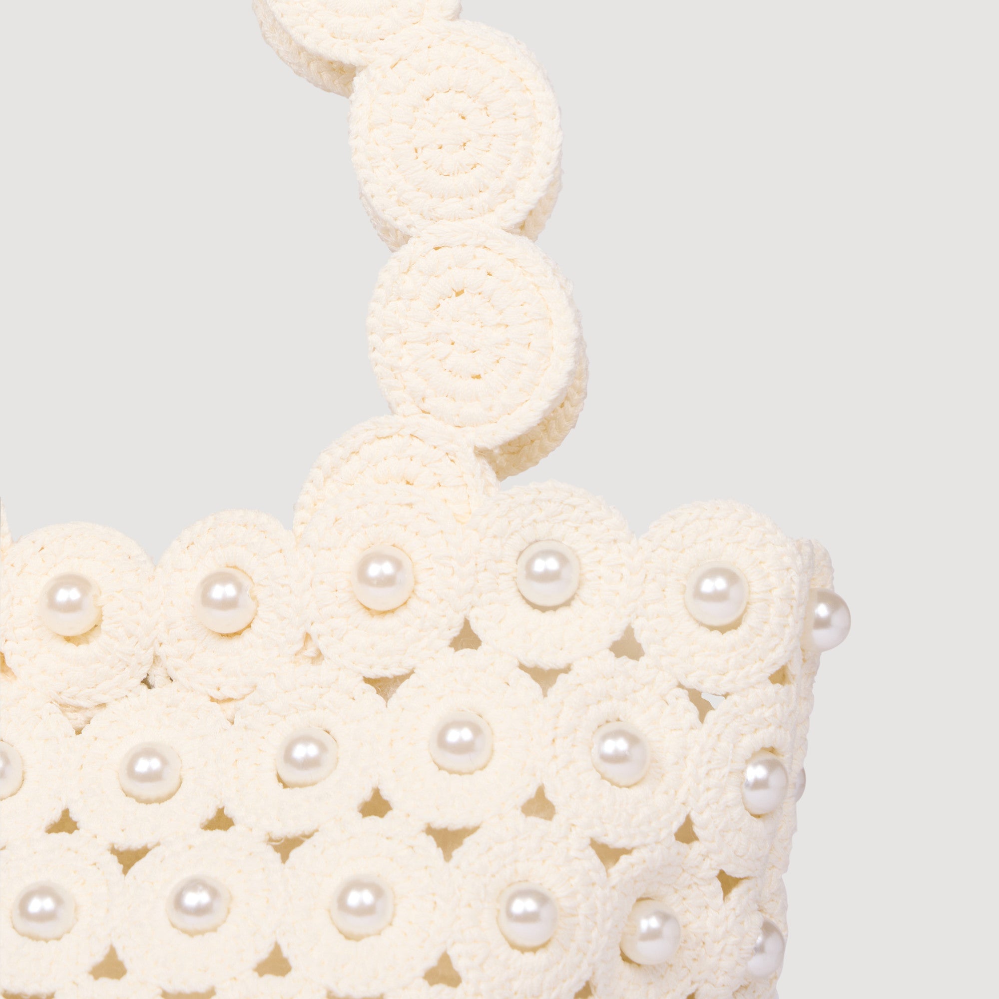 Lanea Beaded Crochet Bucket Bag CREAM