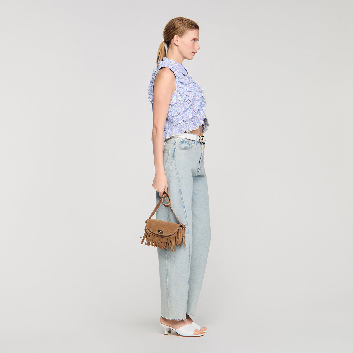 Le Mini Mambo Mini Mambo Suede Bag Taupe
