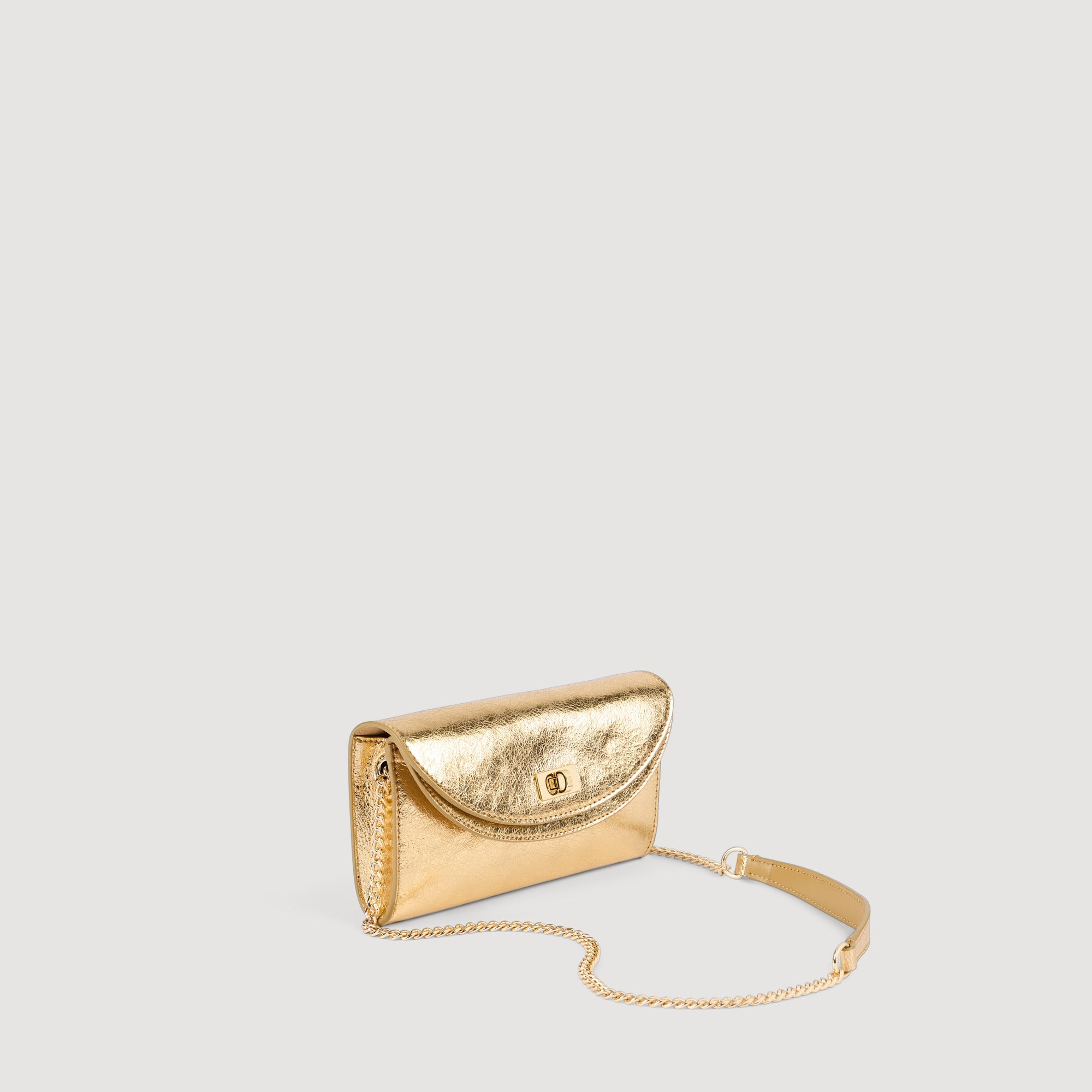 Le Mambo Pocket Mambo Metallic Leather Clutch Gold