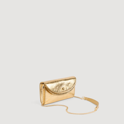 Le Mambo Pocket Mambo Metallic Leather Clutch Gold