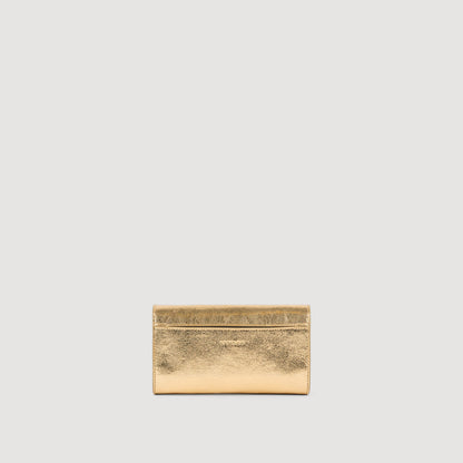 Le Mambo Pocket Mambo Metallic Leather Clutch Gold