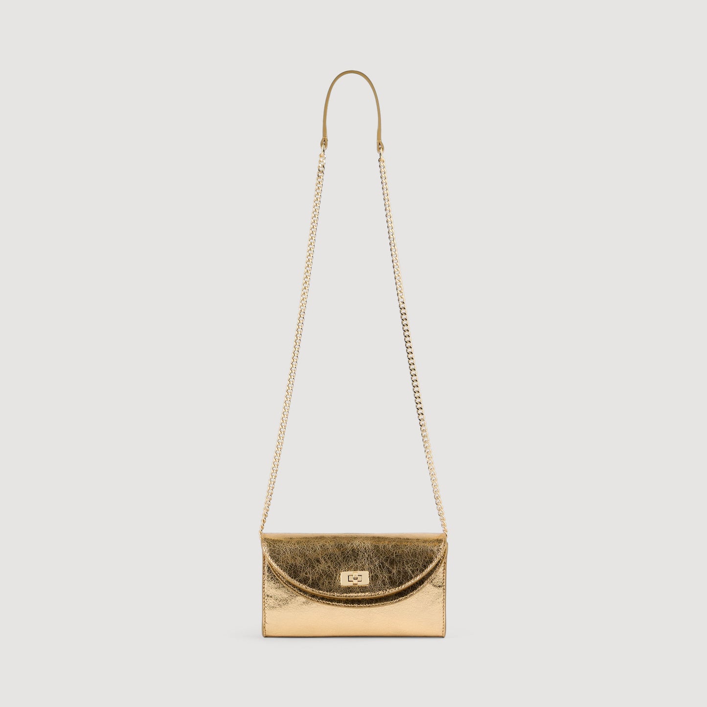 Le Mambo Pocket Mambo Metallic Leather Clutch Gold