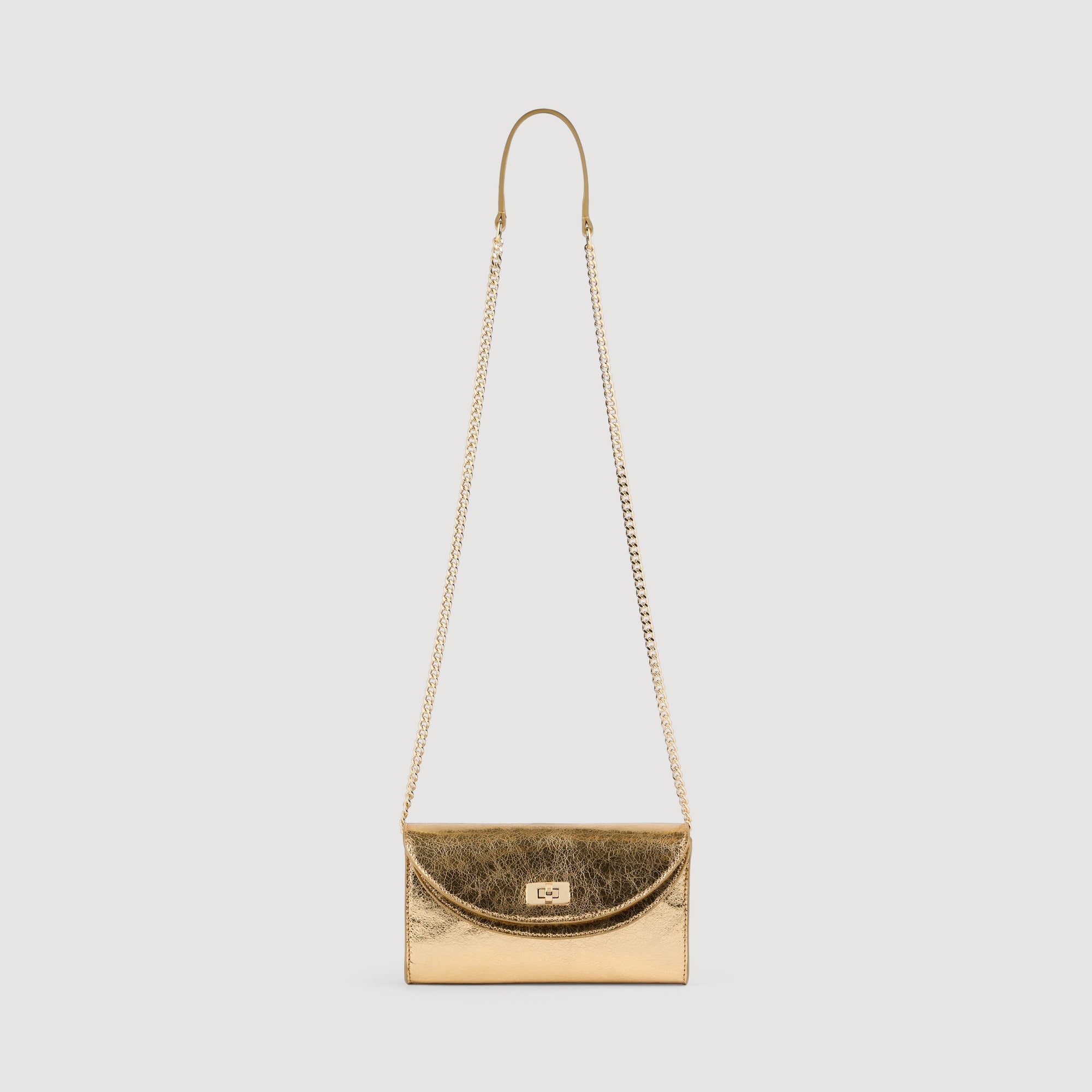 Le Mambo Pocket Mambo Metallic Leather Clutch Gold