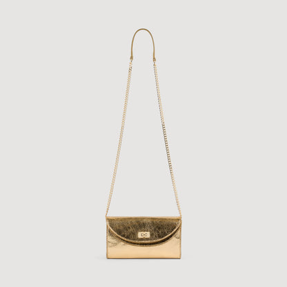 Le Mambo Pocket Mambo Metallic Leather Clutch Gold