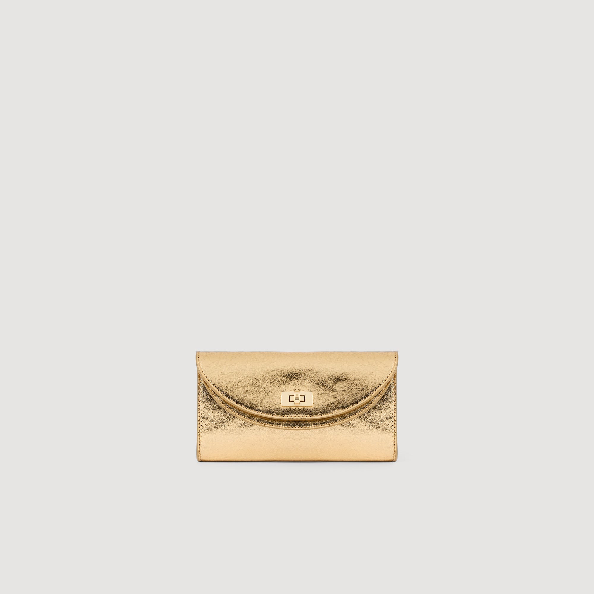 Le Mambo Pocket Mambo Metallic Leather Clutch Gold