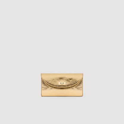 Le Mambo Pocket Mambo Metallic Leather Clutch Gold