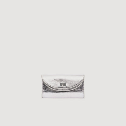 Le Mambo Pocket Mambo Leather Clutch Silver