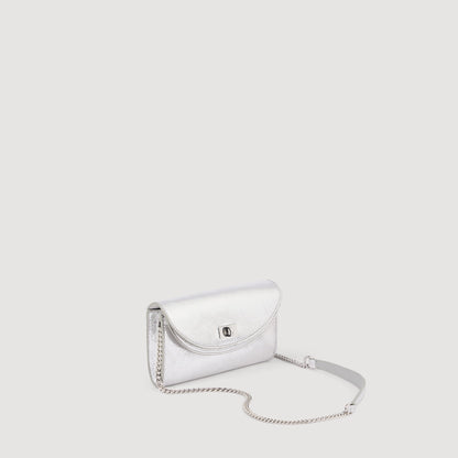 Le Mambo Pocket Mambo Leather Clutch Silver