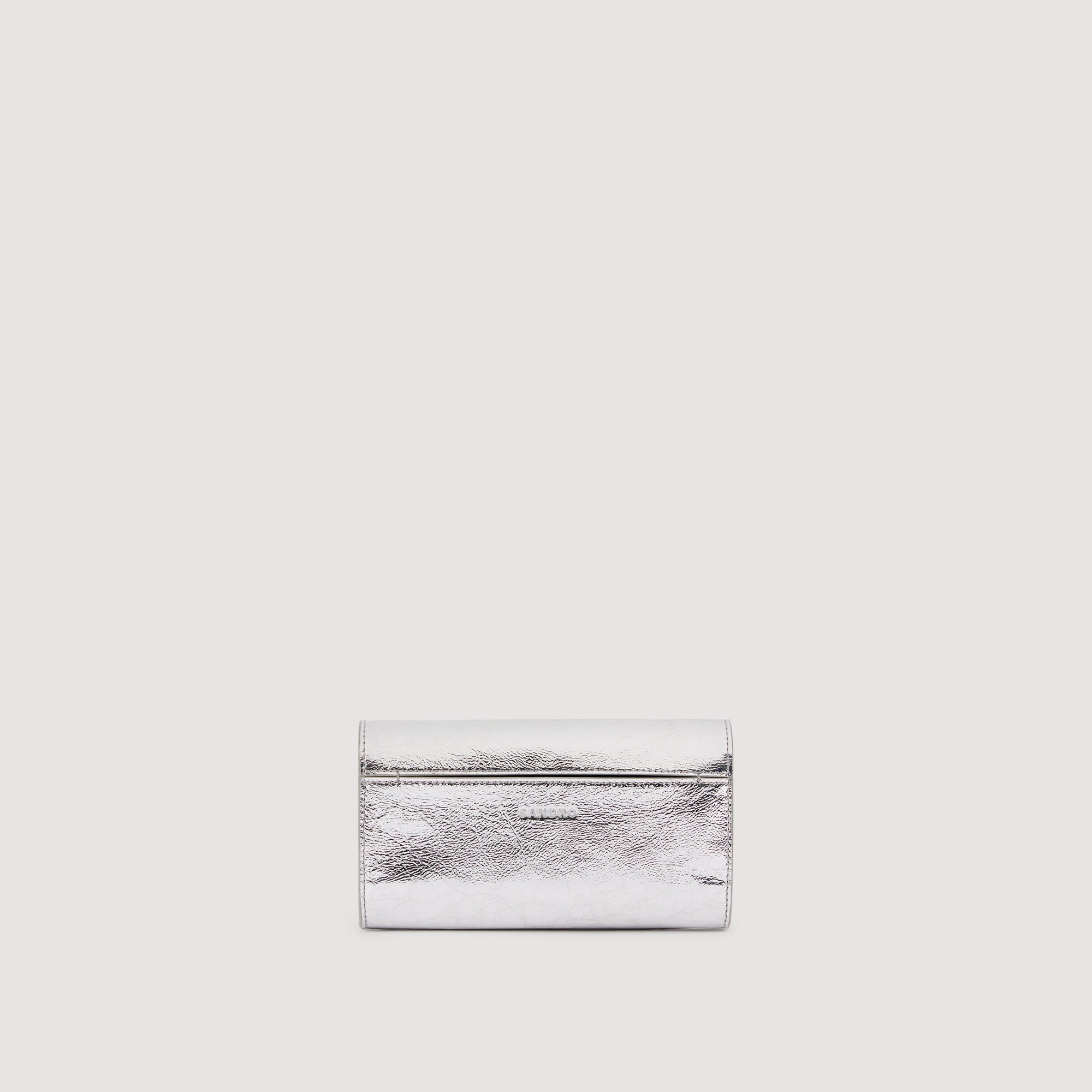 Le Mambo Pocket Mambo Leather Clutch Silver
