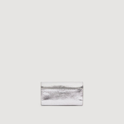 Le Mambo Pocket Mambo Leather Clutch Silver