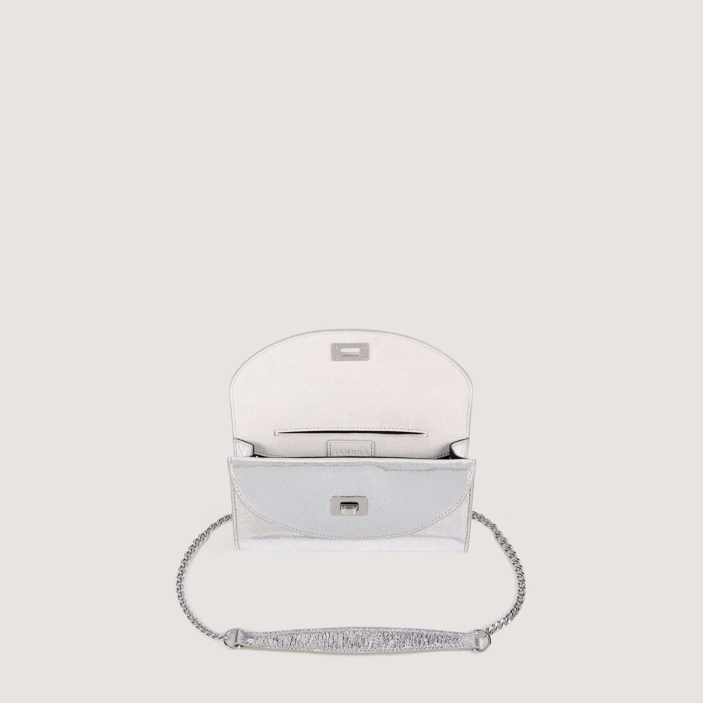 Le Mambo Pocket Mambo Leather Clutch Silver