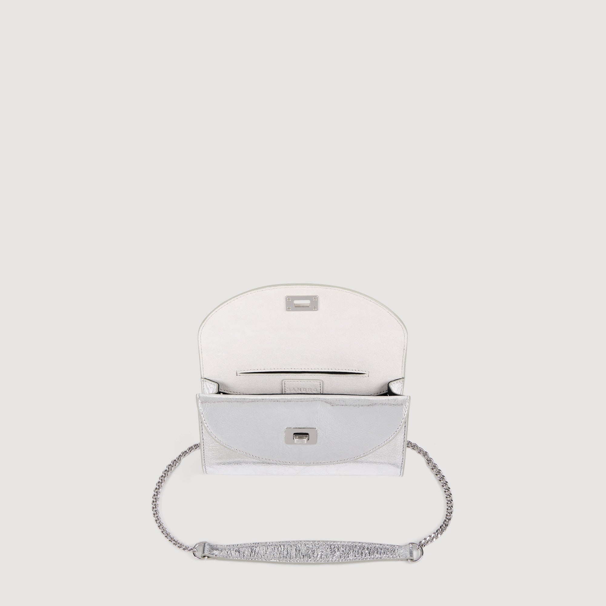 Le Mambo Pocket Mambo Leather Clutch Silver