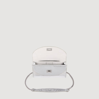 Le Mambo Pocket Mambo Leather Clutch Silver