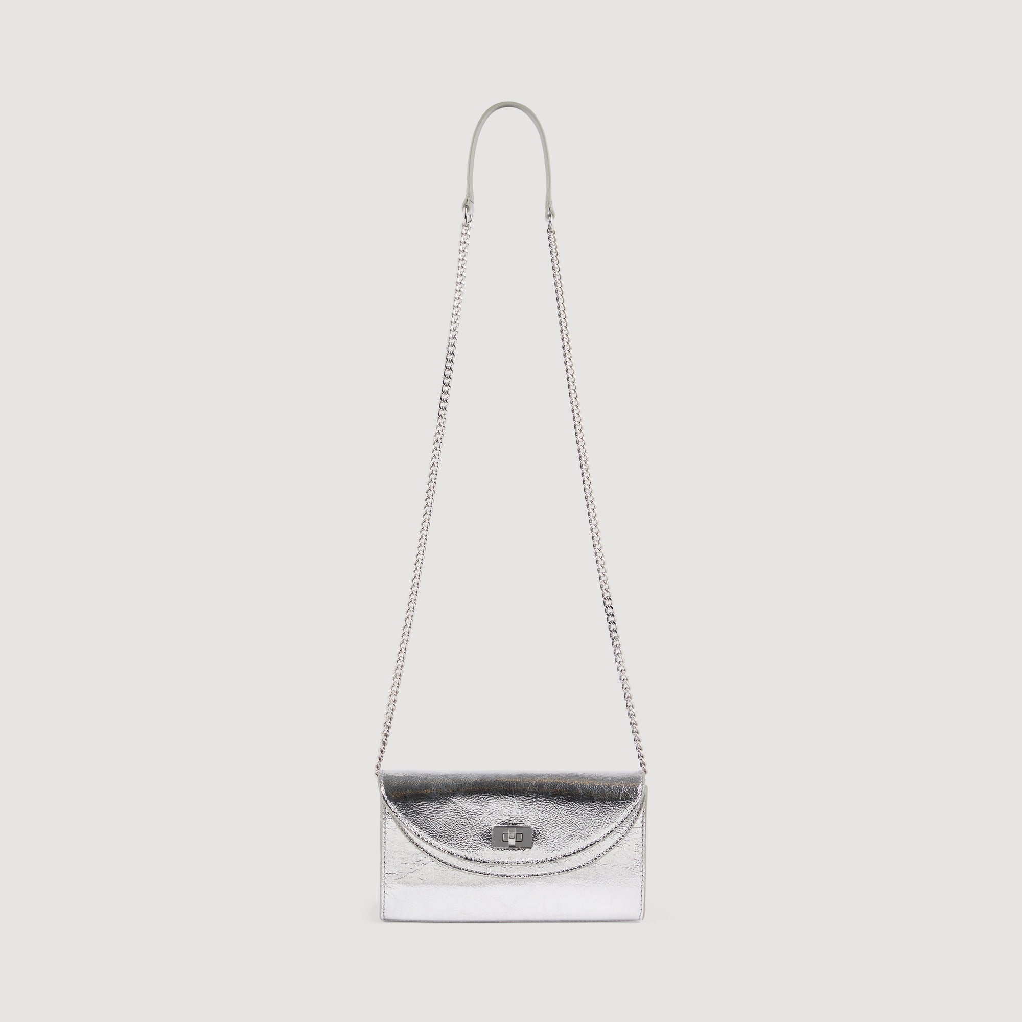 Le Mambo Pocket Mambo Leather Clutch Silver