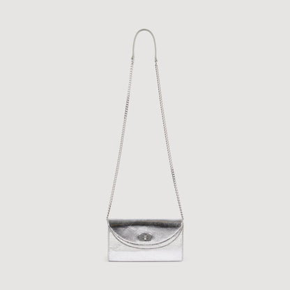 Le Mambo Pocket Mambo Leather Clutch Silver