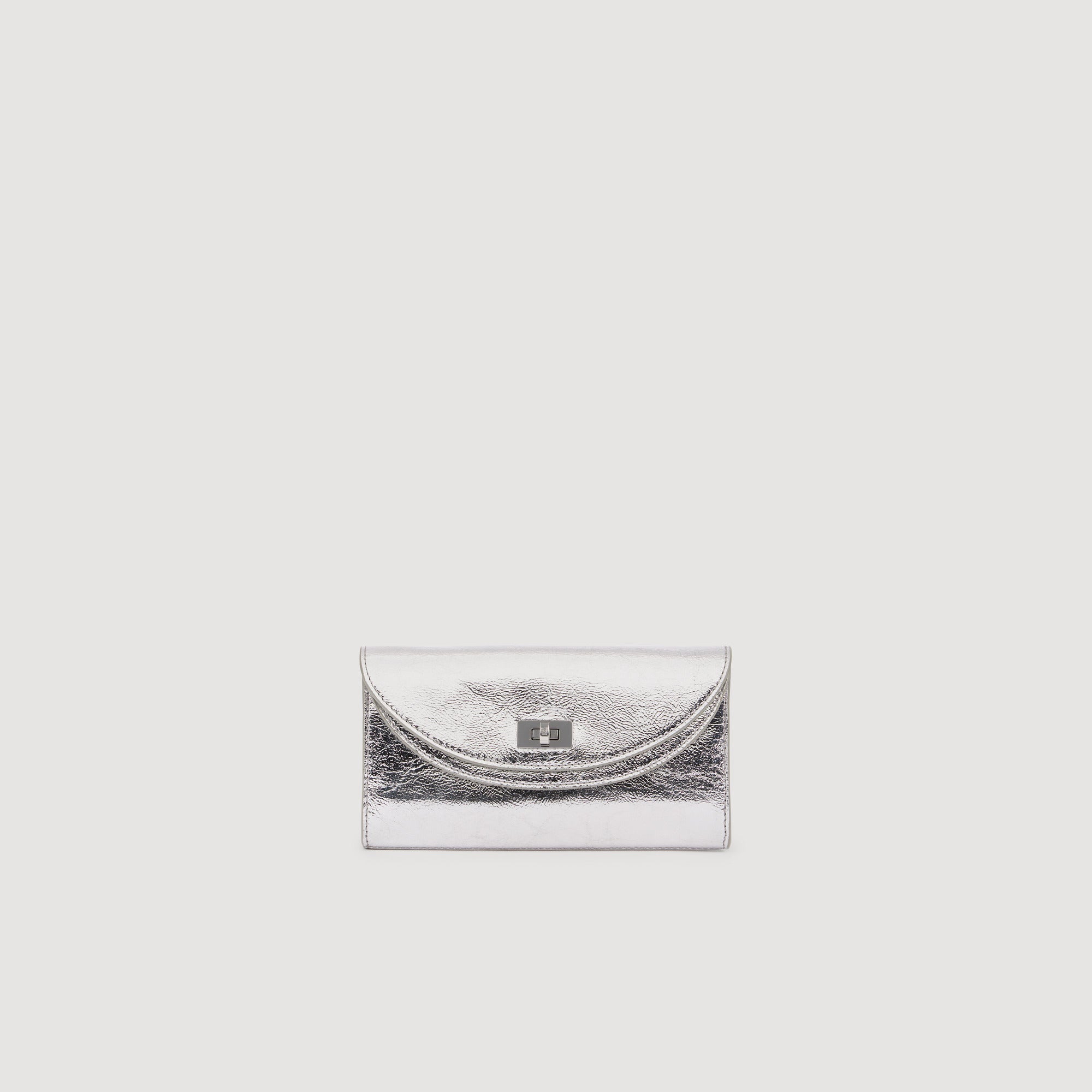 Le Mambo Pocket Mambo Leather Clutch Silver
