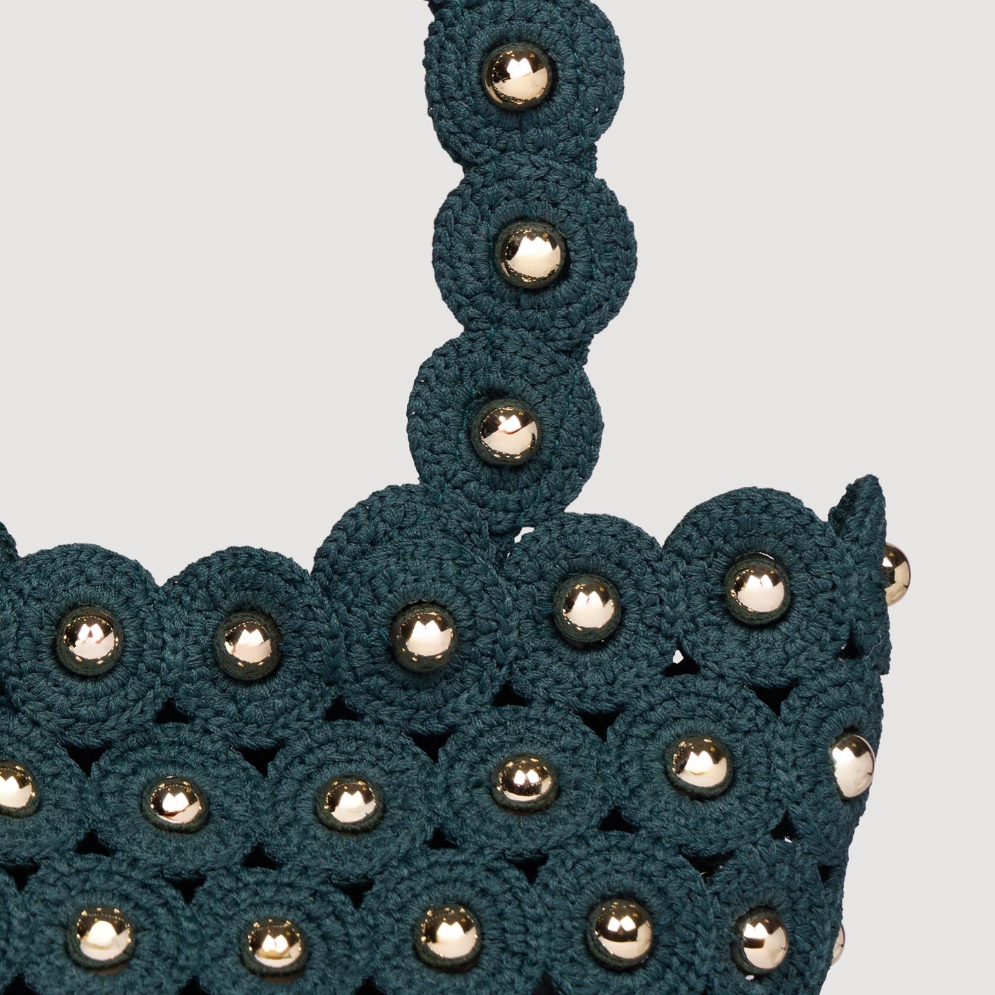 Lanea Beaded Crochet Bucket Bag DARK GREEN