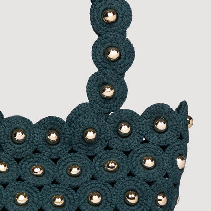 Lanea Beaded Crochet Bucket Bag DARK GREEN