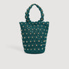 Lanea Beaded Crochet Bucket Bag DARK GREEN