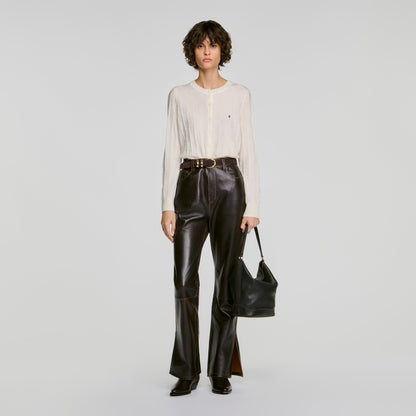 Tangoso Used Tangoso Aged Leather Bucket Bag Brown