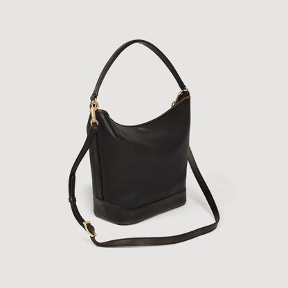 Tangoso Used Tangoso Aged Leather Bucket Bag Brown