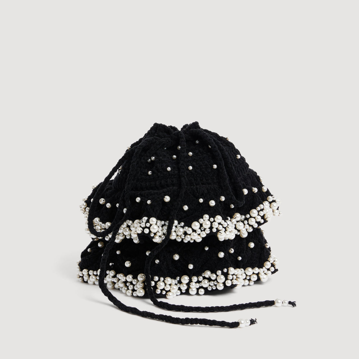 Chlo Beaded Knit Bag Black