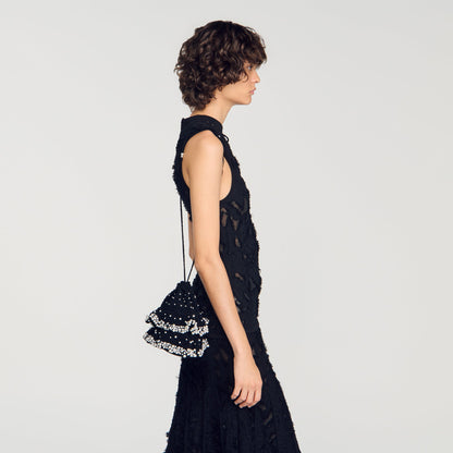 Chlo Beaded Knit Bag Black