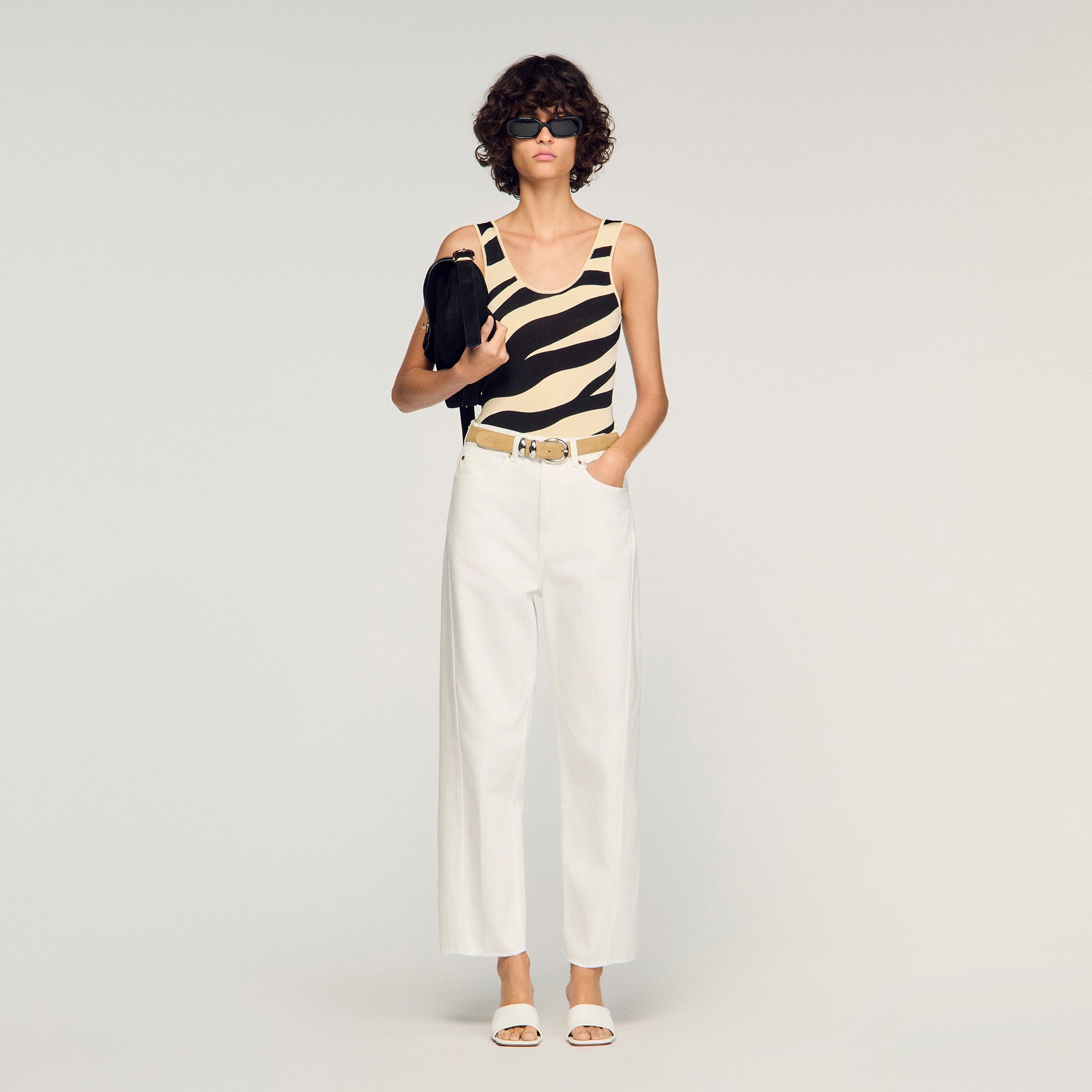 Zebra Zebra-Print Knit Bodysuit Ecru / Black
