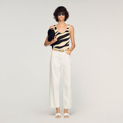Zebra Zebra-Print Knit Bodysuit Ecru / Black