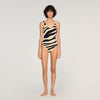 Zebra Zebra-Print Knit Bodysuit Ecru / Black
