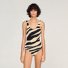 Zebra Zebra-Print Knit Bodysuit Ecru / Black