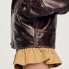 Clem Oversized Leather Jacket Brown