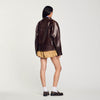 Clem Oversized Leather Jacket Brown