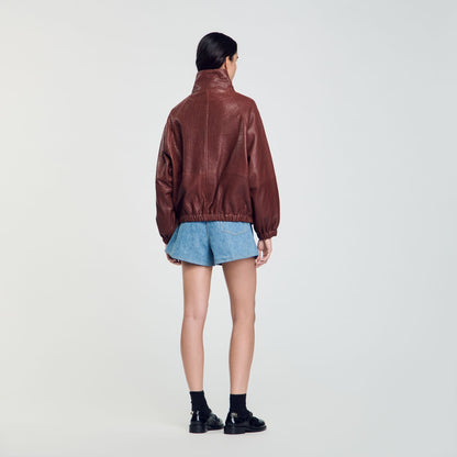Oversized Leather Jacket Bordeaux