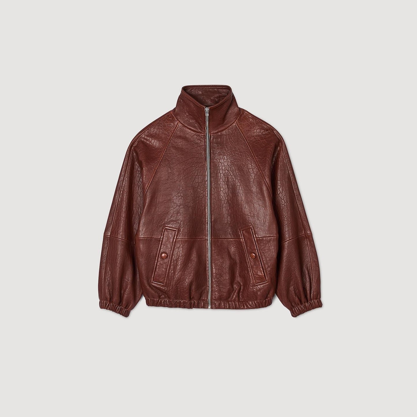 Oversized Leather Jacket Bordeaux