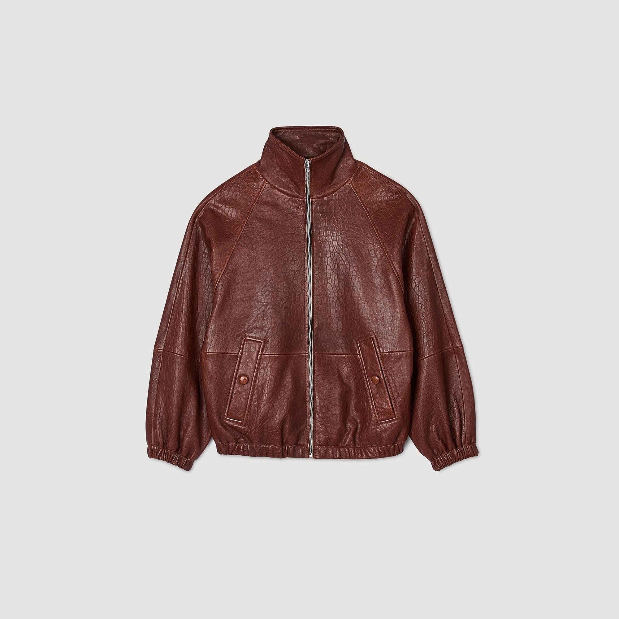 Oversized Leather Jacket Bordeaux
