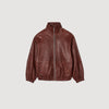 Oversized Leather Jacket Bordeaux