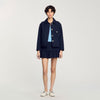 Cropped Jacket With Officer Buttons Navy Blue