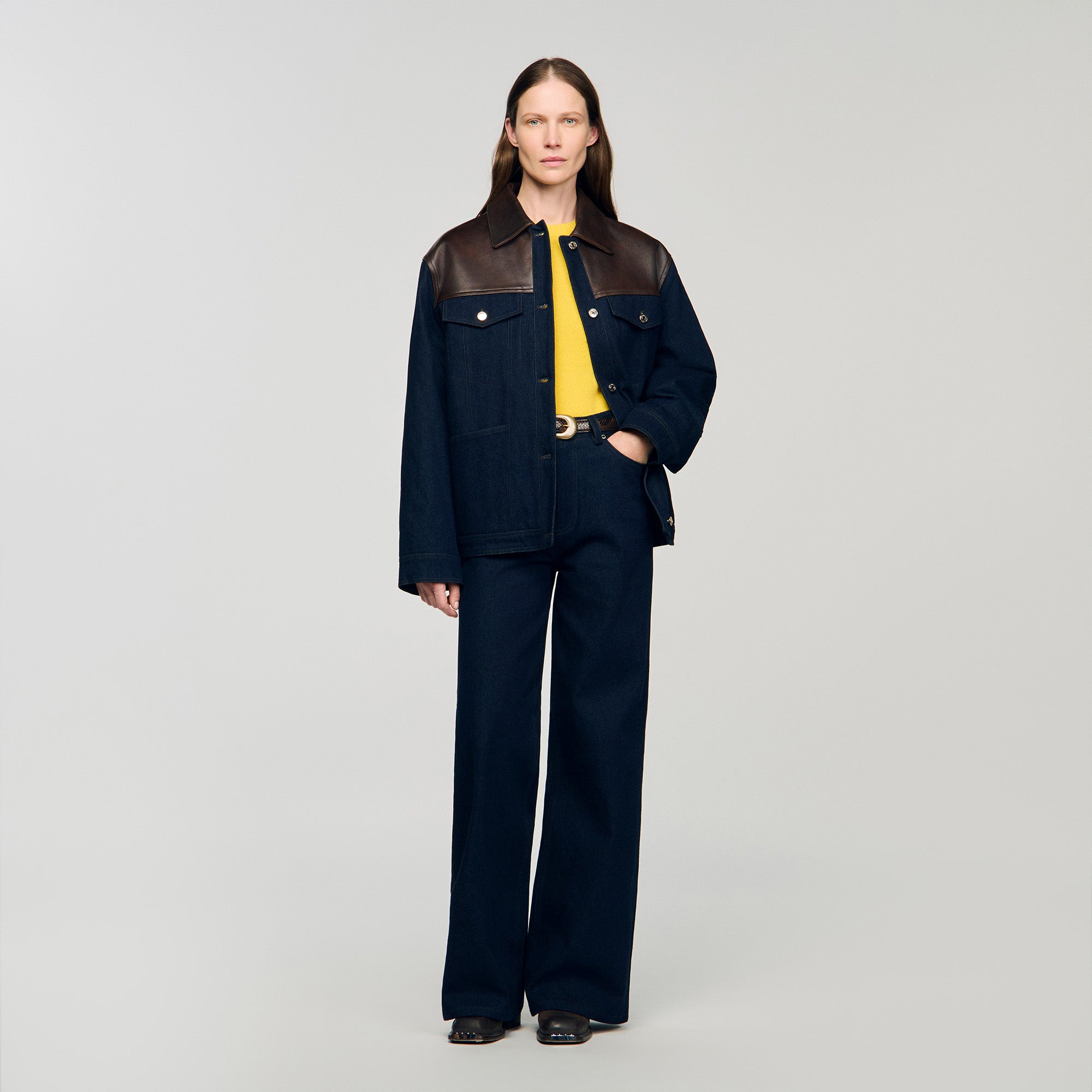 Raphael Denim And Leather Jacket Blue Jean