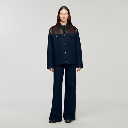 Raphael Denim And Leather Jacket Blue Jean