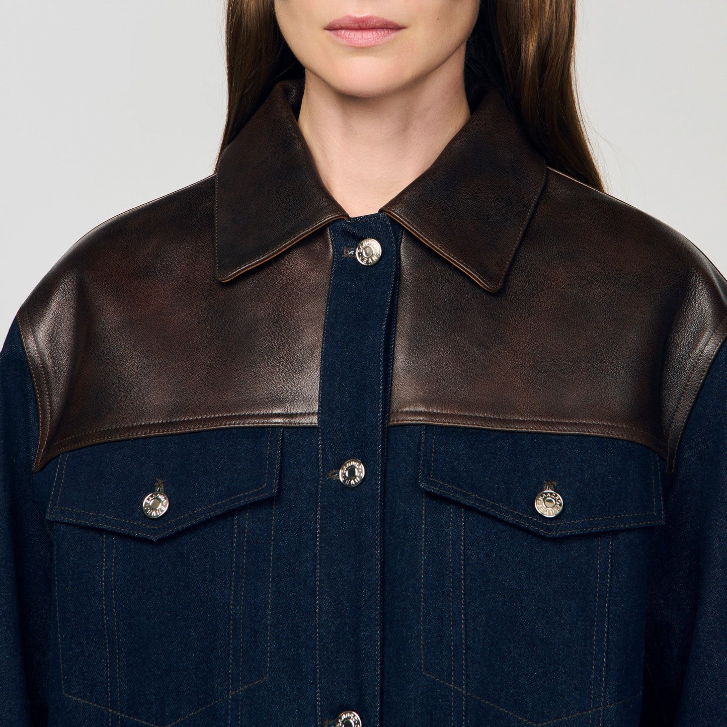 Raphael Denim And Leather Jacket Blue Jean