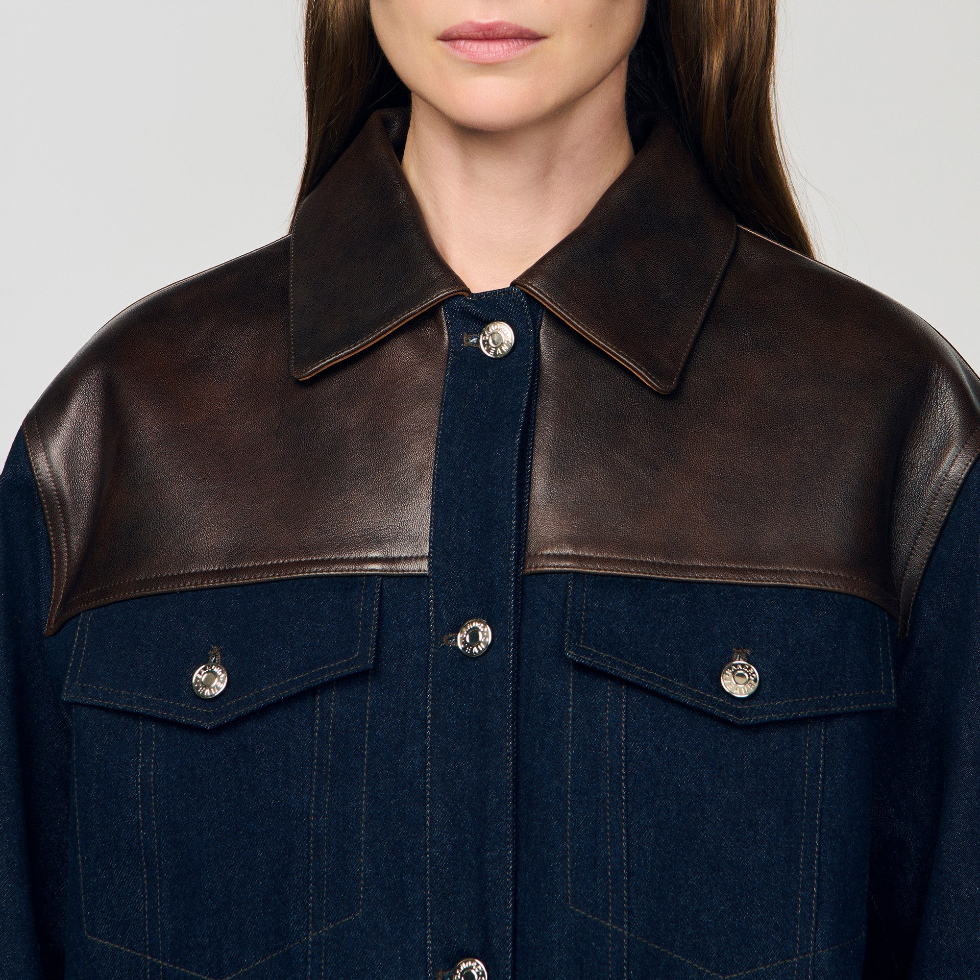 Raphael Denim And Leather Jacket Blue Jean